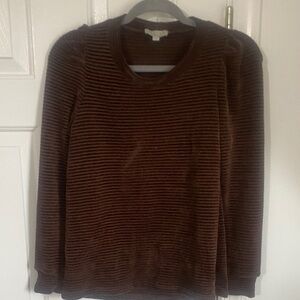Elegant Brown Ribbed Women's Sweater